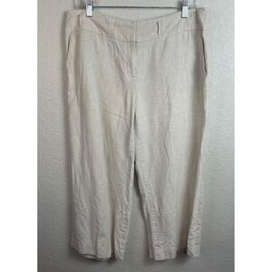 Talbots 100%‎ Irish Linen Pants Size 12 Beige Neutral Crop Beachy Lagenlook EUC